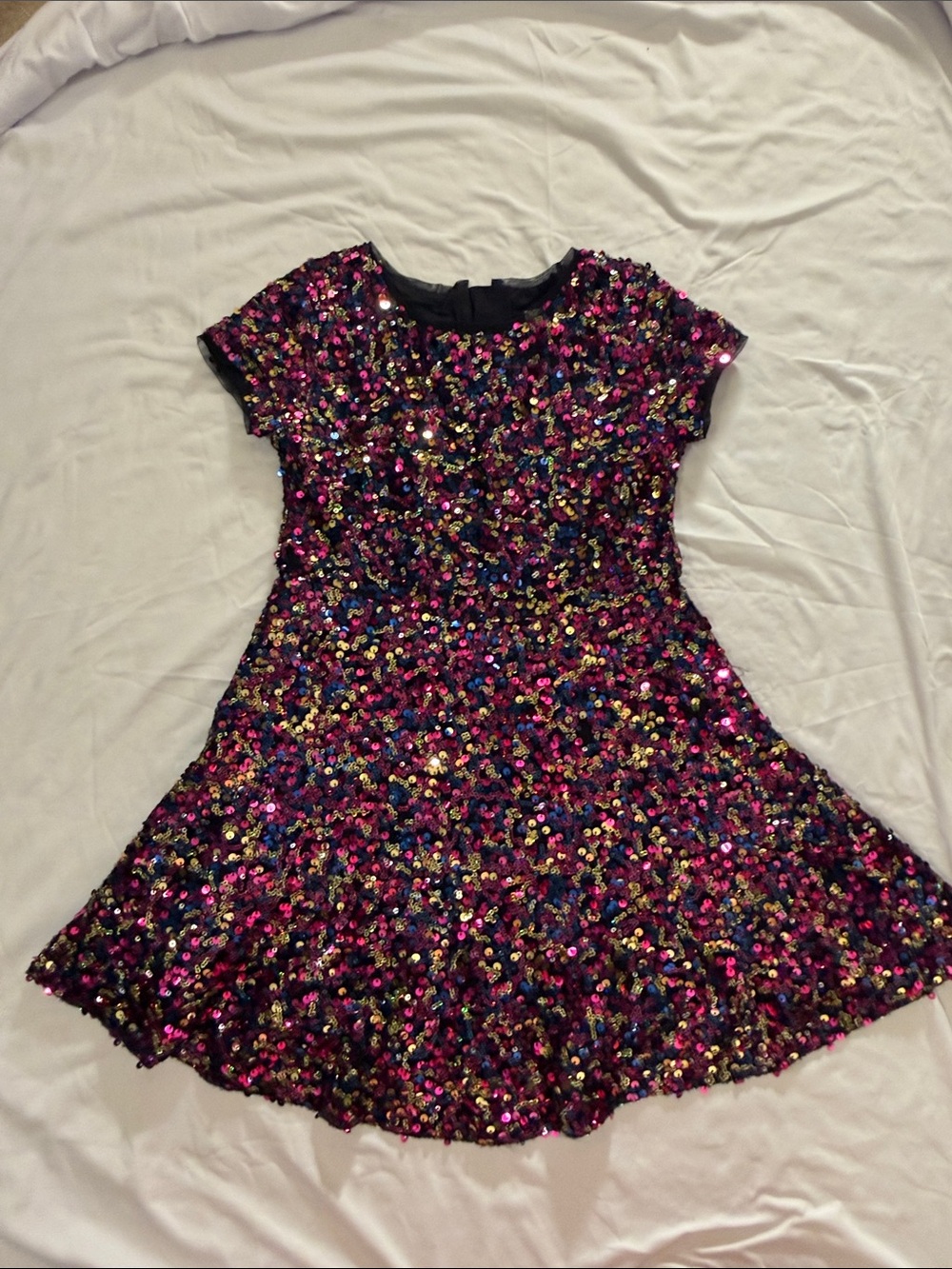 GAP Girls Sequin Dress in Fuchsia and Multicolor